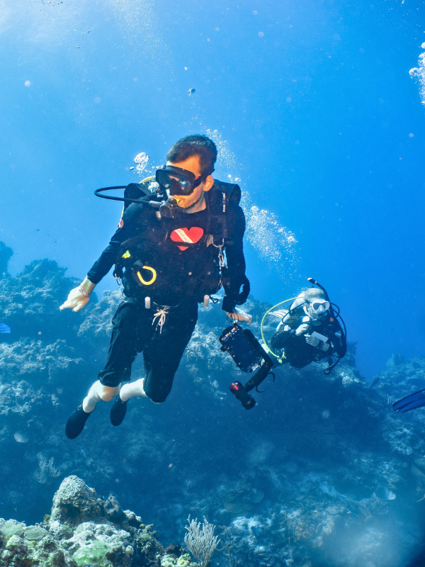 Diveheart scuba therapy dive supporting person with disability